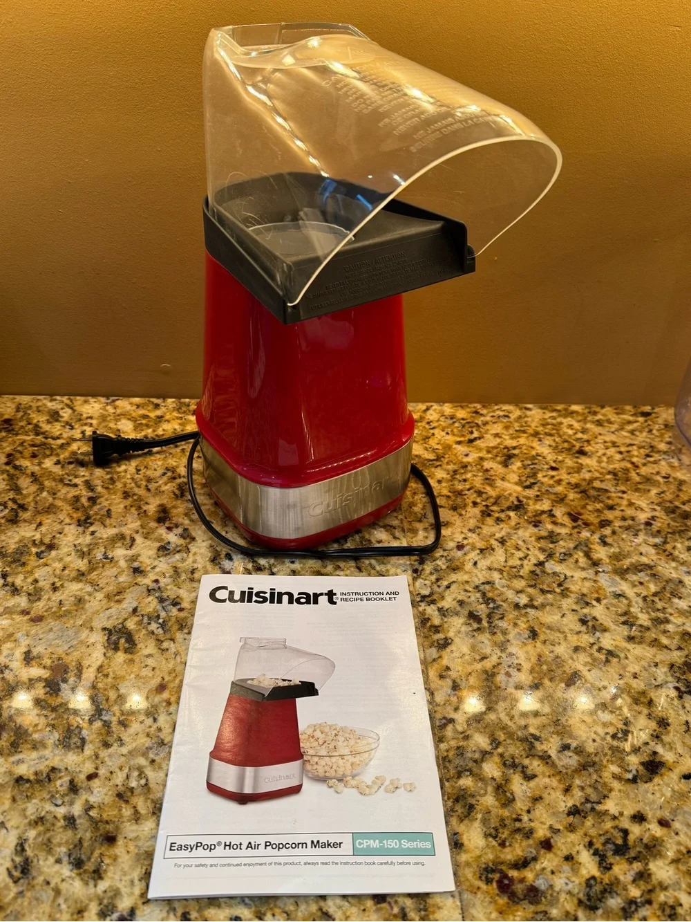 Cuisinart Red and Silver Hot Air Easy Popcorn 🍿 Maker CPM-150 Clean/ Fun